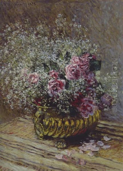 Fleurs Dans Un Pot (roses Et Brouillard) Oil Painting by Claude Monet