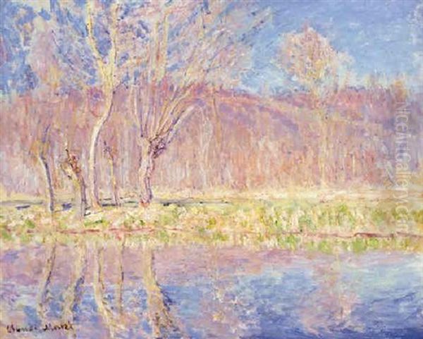 Arbres Au Bord De L'eau, Printemps A Giverny by Claude Monet