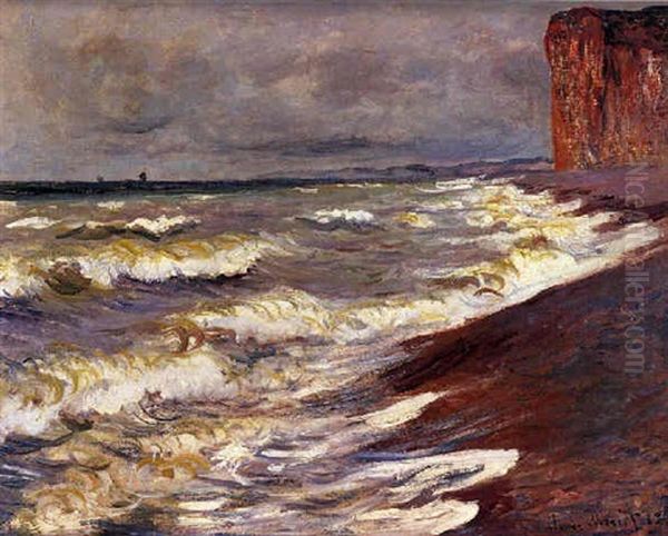 Mer Agitee A Pourville Oil Painting by Claude Monet