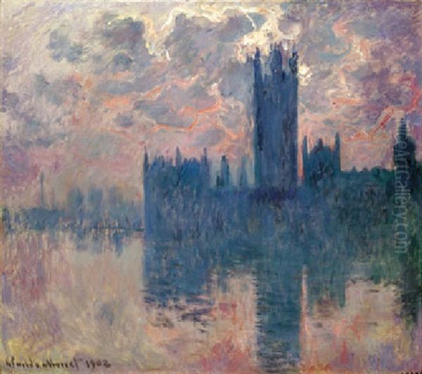 Le Parlement, Soleil Couchant Oil Painting by Claude Monet