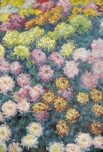 Massif De Chrysanthemes Oil Painting by Claude Monet