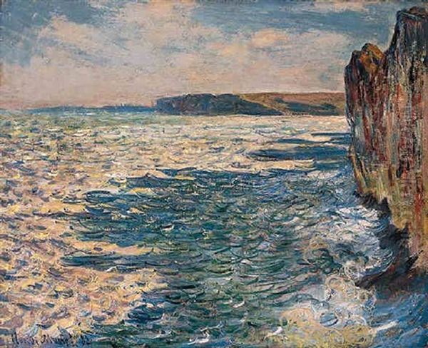 Vagues Et Rochers A Pourville Oil Painting by Claude Monet