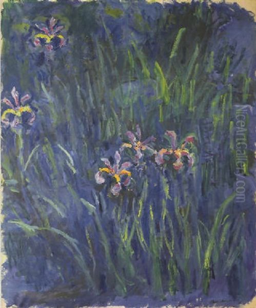 Iris Oil Painting by Claude Monet