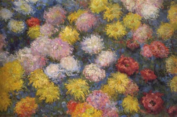 Chrysanthemes Oil Painting by Claude Monet