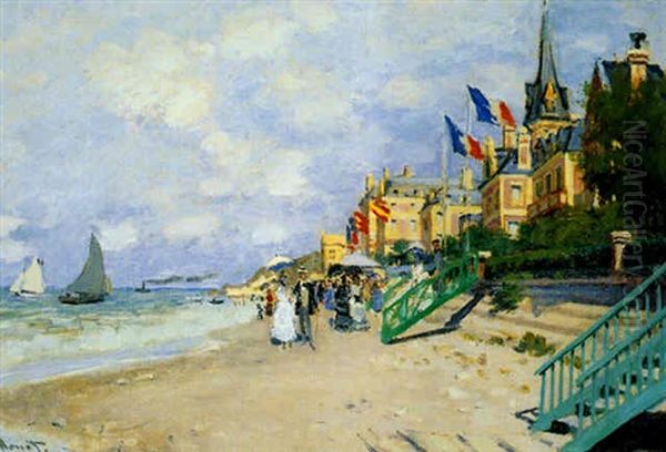 La Plage A Trouville Oil Painting by Claude Monet