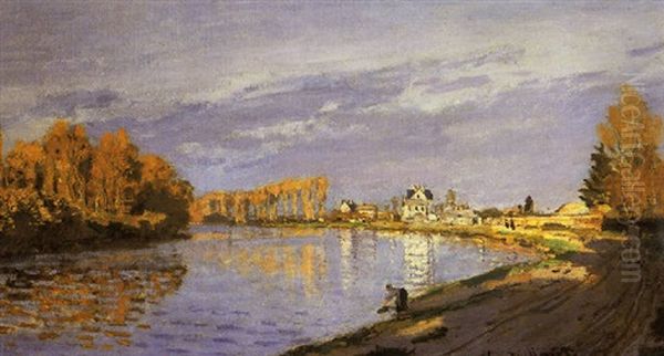 Le Seine Pres De Bougival Oil Painting by Claude Monet