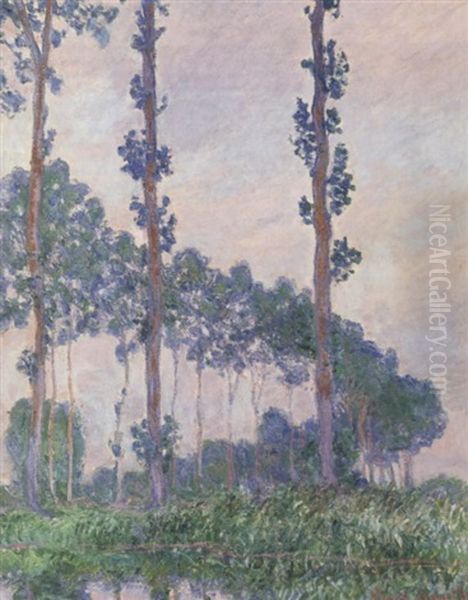 Les Trois Peupliers, Temps Gris Oil Painting by Claude Monet