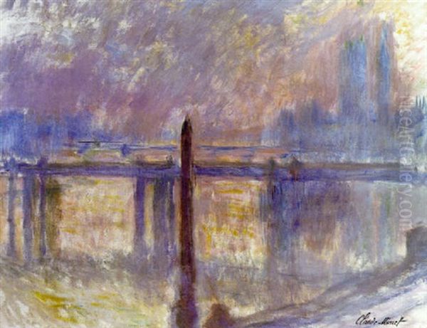 L'aiguille De Cleopatre Et Charing Cross Bridge Oil Painting by Claude Monet