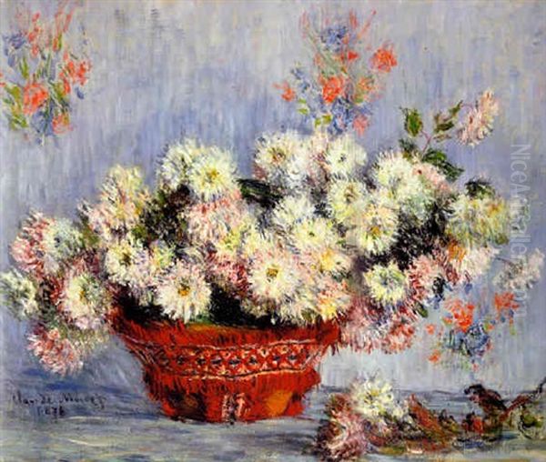 Chrysanthemes Oil Painting by Claude Monet