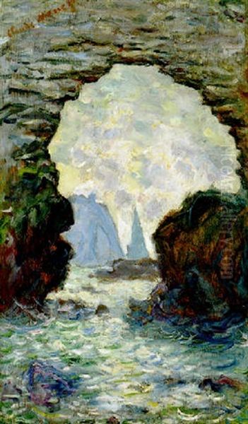 L'aiguille Vue A Travers La Porte D'amont Oil Painting by Claude Monet