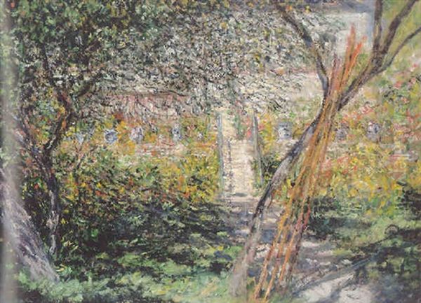 Le Jardin De Vetheuil Oil Painting by Claude Monet