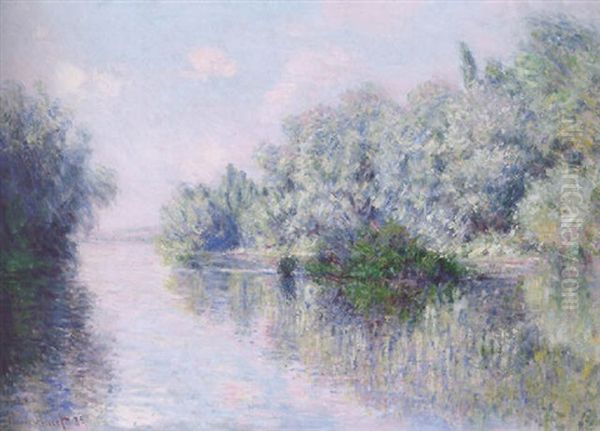 La Seine Pres De Giverny Oil Painting by Claude Monet