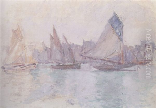 Bateaux Dans Le Port Du Havre Oil Painting by Claude Monet