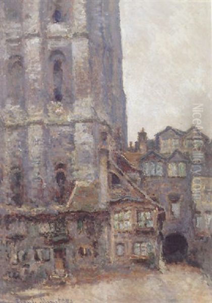 La Cathedrale De Rouen: La Cour D'albane Oil Painting by Claude Monet