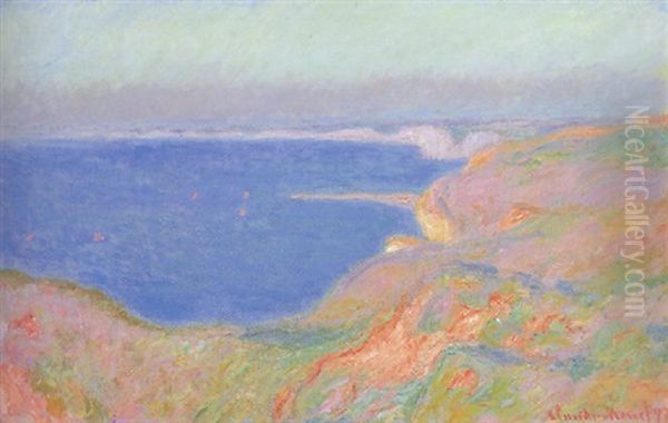 Sur La Falaise Pres De Dieppe, Soleil Couchant Oil Painting by Claude Monet