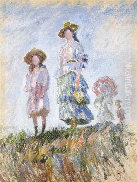 Promenade Oil Painting by Claude Monet