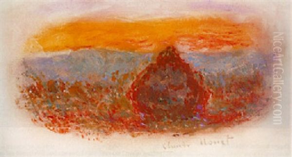 Meule, Soleil Couchant Oil Painting by Claude Monet