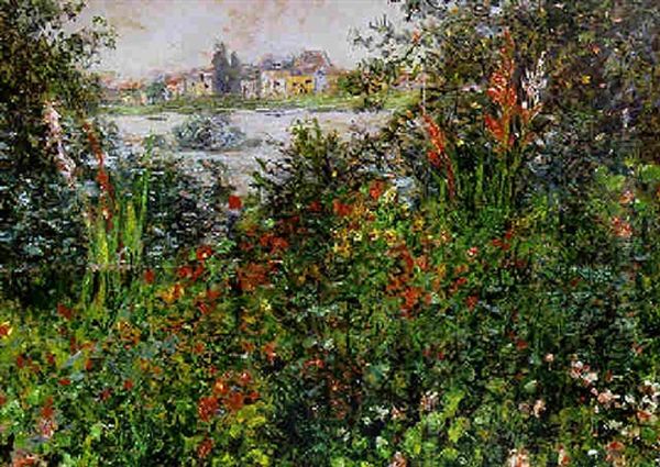 Fleurs A Vetheuil Oil Painting by Claude Monet