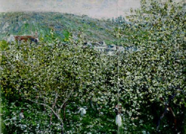 Vetheuil, Les Pruniers En Fleurs Oil Painting by Claude Monet