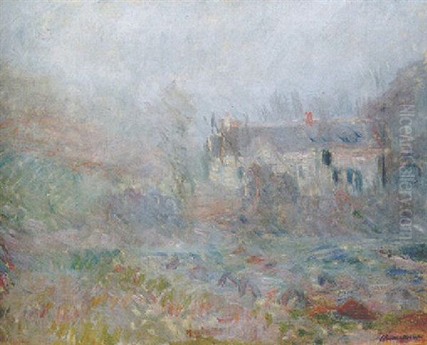 Maisons A Falaise, Brouillard Oil Painting by Claude Monet