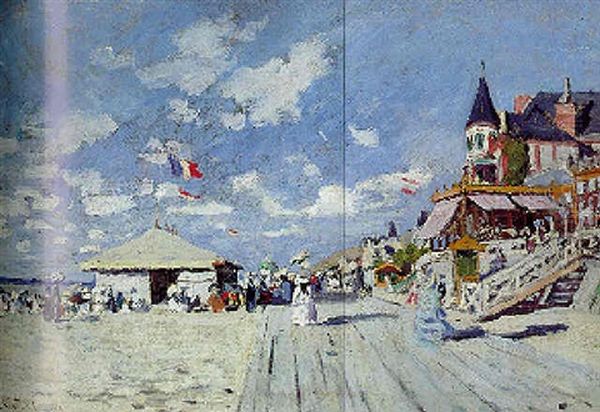 Sur Les Planches De Trouville Oil Painting by Claude Monet