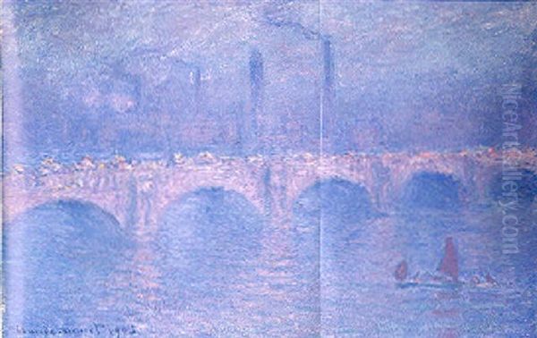 Waterloo Bridge, Soleil Voile Oil Painting by Claude Monet