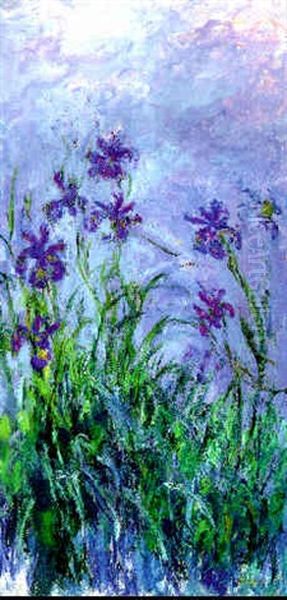 Iris Mauves Oil Painting by Claude Monet