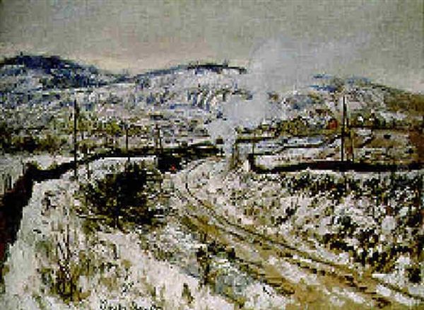 Train Dans La Neige A Argenteuil Oil Painting by Claude Monet