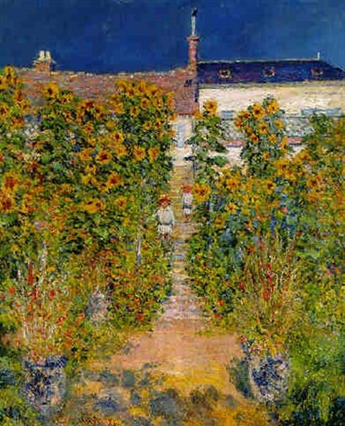 Le Jardin De L'artiste A Vetheuil Oil Painting by Claude Monet