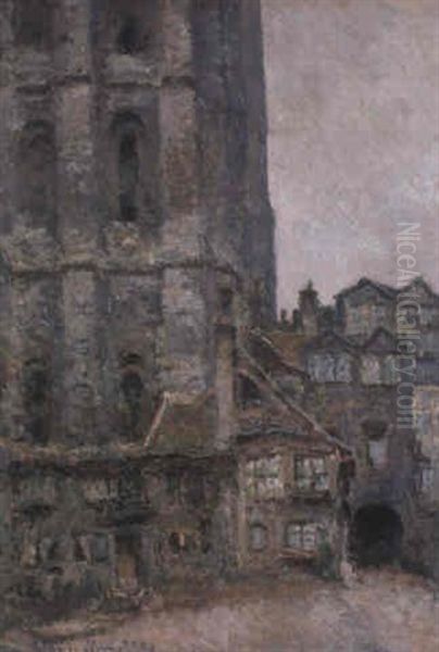 La Cathedrale De Rouen: La Cour D'albane Oil Painting by Claude Monet