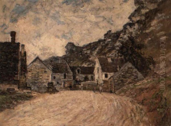 Le Hameau De Chantemesle Au Pied Du Rocher Oil Painting by Claude Monet