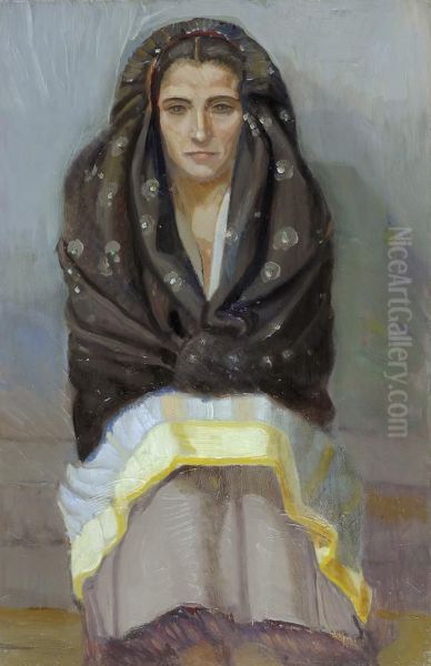 Donna Oil Painting by Giuseppe Biasi Da Teulada