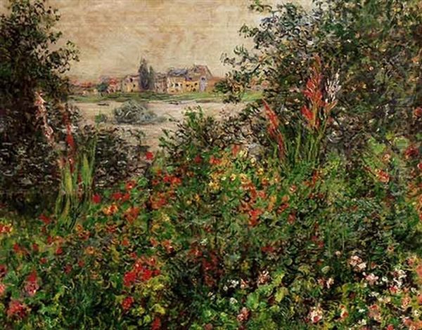 Fleurs A Vetheuil Oil Painting by Claude Monet