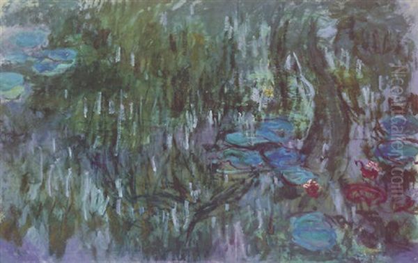 Nympheas, Reflets De Saule Oil Painting by Claude Monet