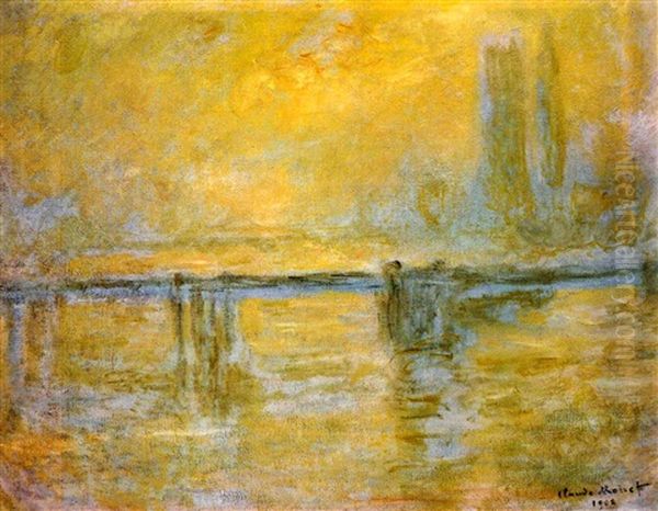 Charing Cross Bridge, Brouillard Oil Painting by Claude Monet