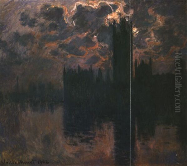 Le Parlement, Soleil Couchant Oil Painting by Claude Monet