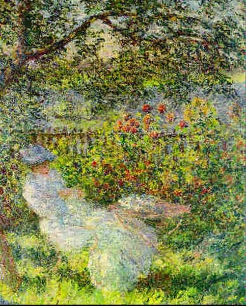 Alice Hoschede Au Jardin Oil Painting by Claude Monet