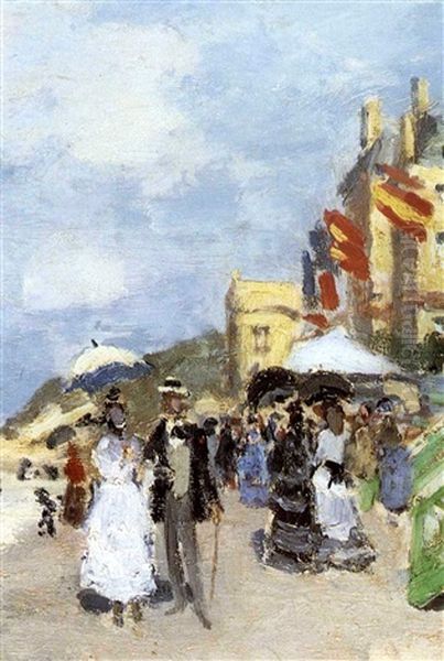 La Plage A Trouville Oil Painting by Claude Monet