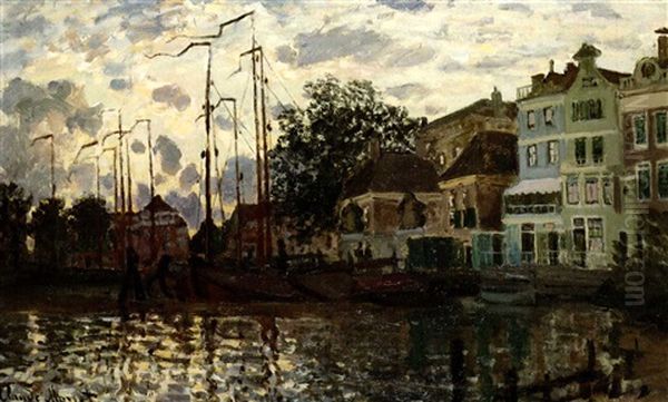 Le Dam A Zaandam, Le Soir Oil Painting by Claude Monet