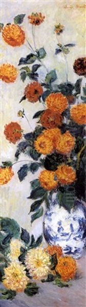 Dahlias Oil Painting by Claude Monet