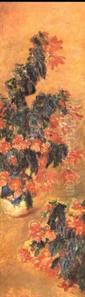 Azalees Rouges En Pot Oil Painting by Claude Monet