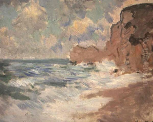 Effets De Vagues A Etretat Oil Painting by Claude Monet