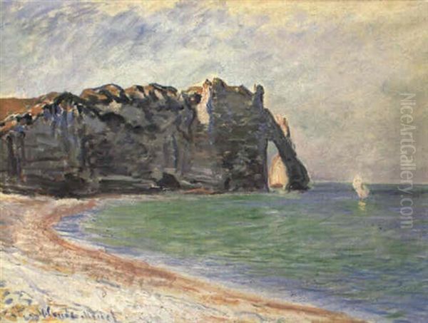 Etretat: Falaise Et Porte D'aval Oil Painting by Claude Monet