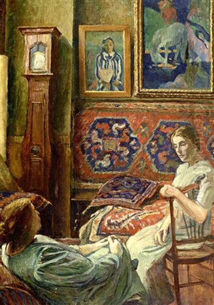 Conversation Dans L'atelier A Corneilla-de-conflent Oil Painting by Georges Daniel Monfreid