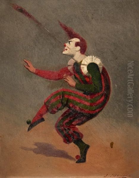 Clown Equilibriste Oil Painting by Jules Monge