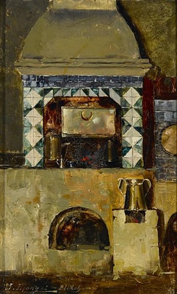 An Islamic Interior Oil Painting by Jules Monge