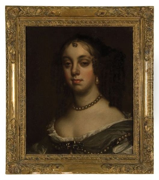 Portrait Of Catherine Of Braganza Oil Painting by Antoine Pierre Mongin