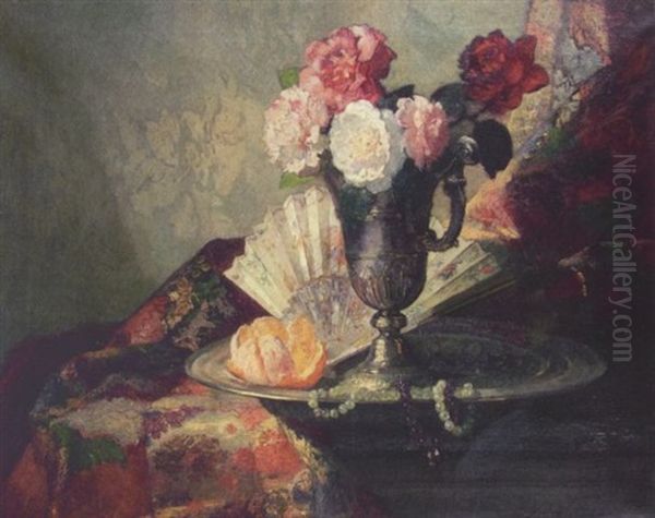 Fleurs Et Fruits Oil Painting by Charles Monginot