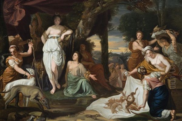 Diana Und Ihre Nymphen Nach Der Jagd Oil Painting by Pierre Monier