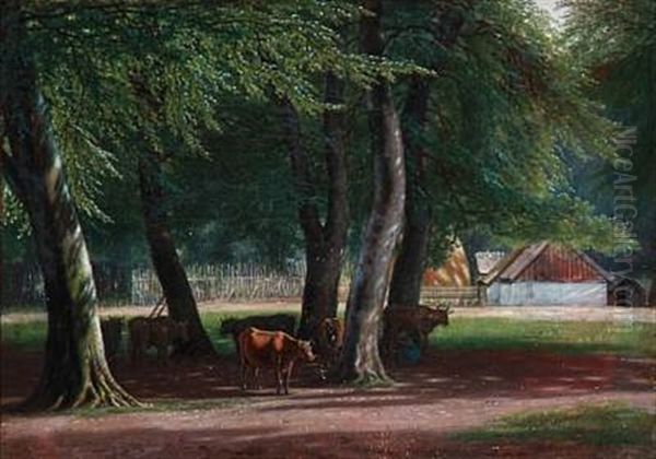 In The Deer Garden, North Of Copenhagen Oil Painting by David Monies